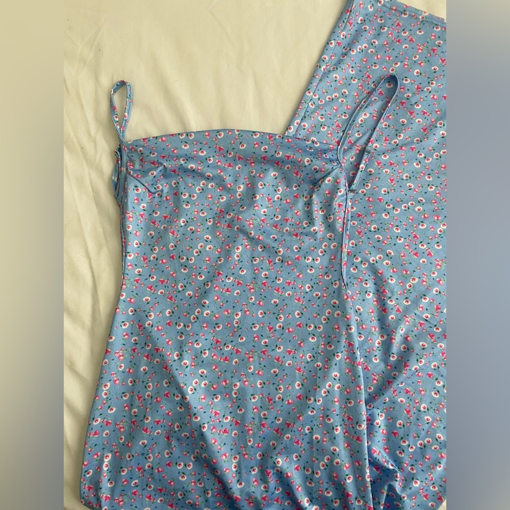 Adorable blue and pink floral maxi dress